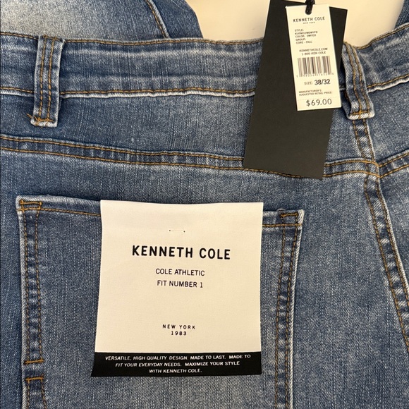 Kenneth Cole Denim Blue athletic Fit Men's Jeans 38x32 - Picture 2 of 4